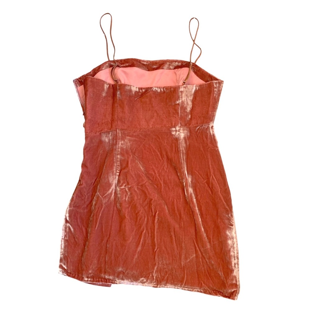 NEW CINQ A SEPT Velvet Kiki Ruched Tie Mini Dress Size 14 Pink Silk Formal Party - Picture 5 of 12